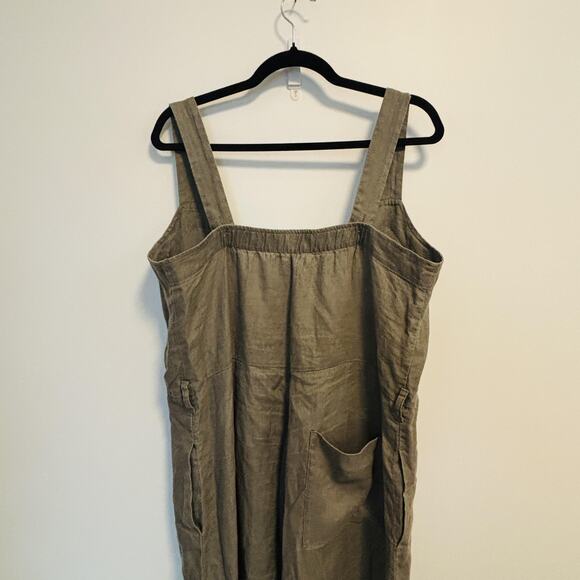 Everlane Jumpsuit Womens 6 Linen Wide Leg Overalls Button Front Pockets Picnic - Picture 4 of 12